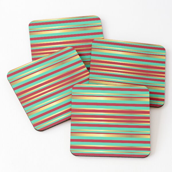 Item preview, Turquoise, Red and Gold Vintage Stripes designed and sold by Gerson Ramos.