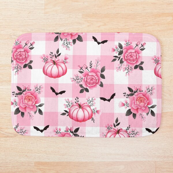 Item preview, Pumpkins, Bats and Pink Florals on Pink Gingham - Pastel Halloween designed and sold by KConfetti.