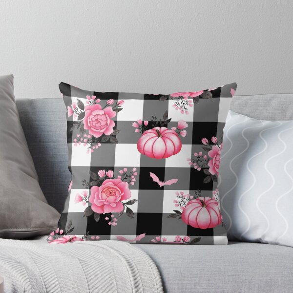 Artikelvorschau, Kopie von Kürbissen, Fledermäusen und rosa Blumen auf rosa Gingham - Pastellhalloween entworfen und verkauft von KConfetti.
