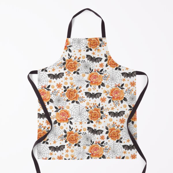 Item preview, Bats, Spiderwebs and Orange Peony Roses on White - Pastel Halloween designed and sold by KConfetti.