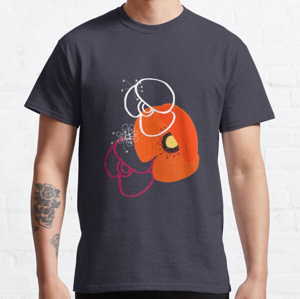 Poppy pattern (blue green background) Classic T-Shirt