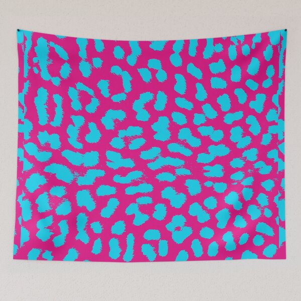 Item preview, Leopard pattern in pink and turquoise - animal fur designed and sold by MadandMean.