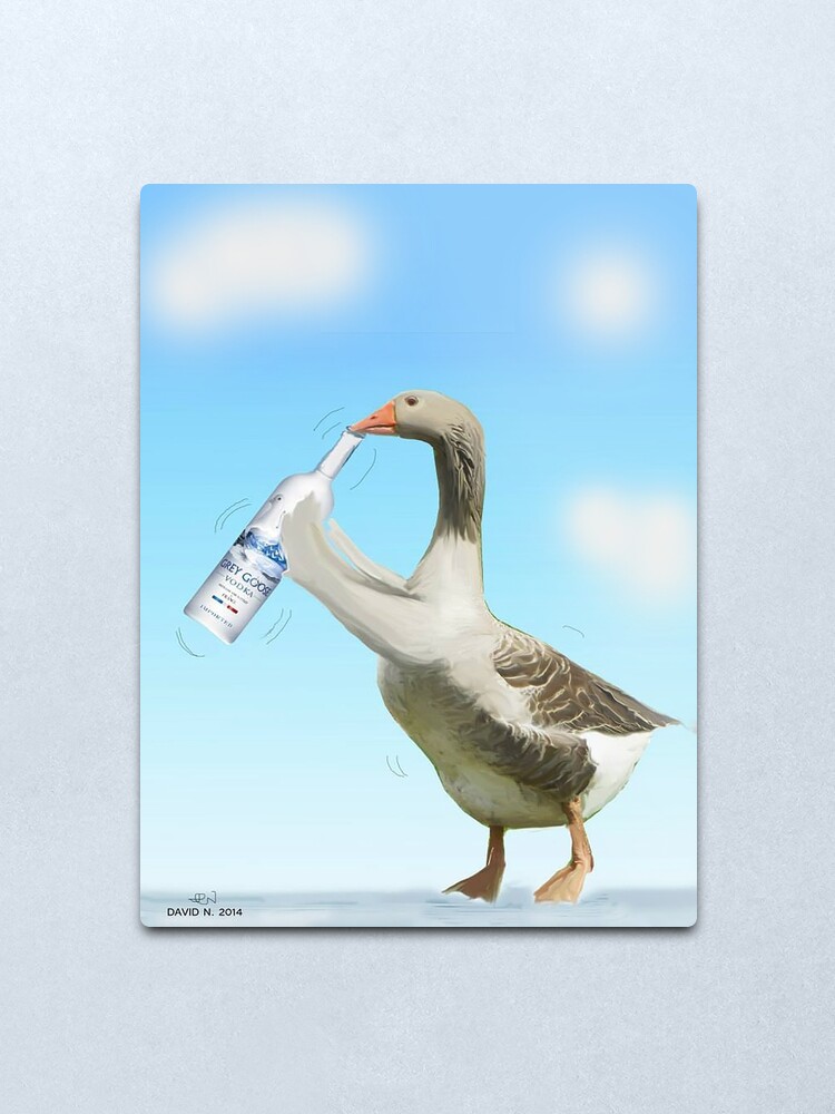 Kam Sehr Leicht Auf Mich Zu Eine Graue Gans Die Wodka Graue Gans Trinkt Spielworter Metallbild Von Nornberg77 Redbubble