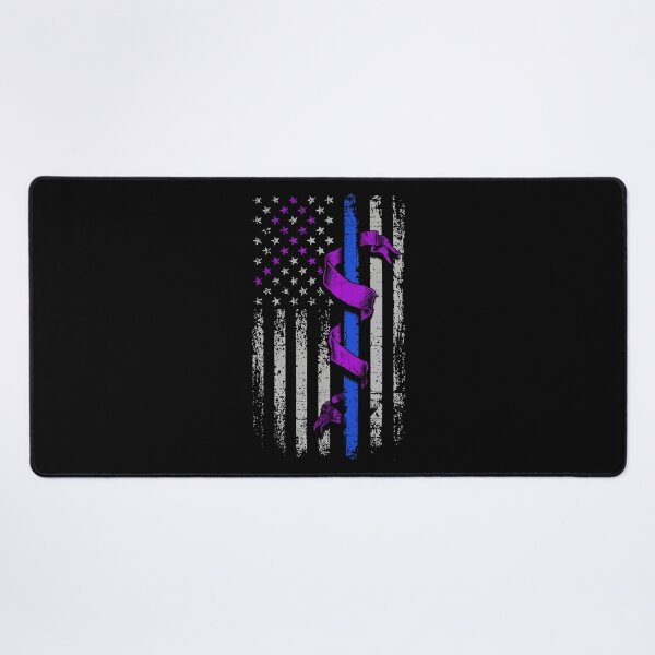 Item preview, Alzheimers Awareness Flag American Police Officer Alzheimers Awareness Peach Ribbon Warrior designed and sold by OtiliaNikolaus.