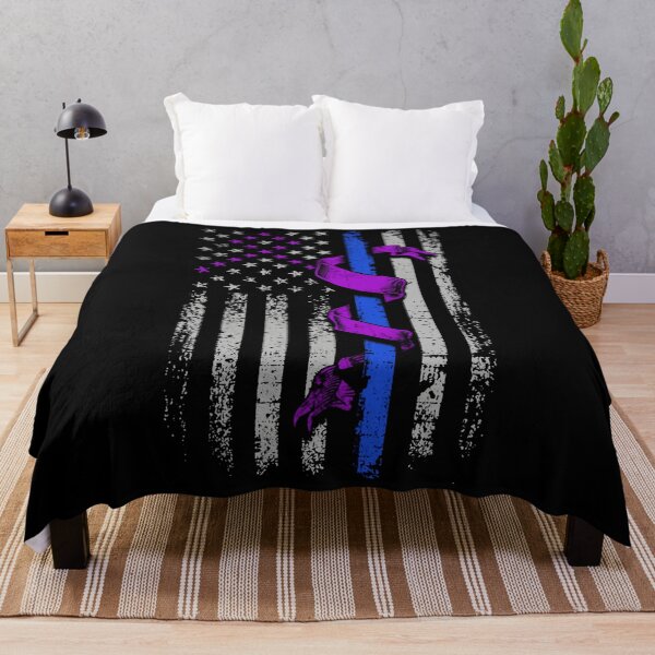 Item preview, Alzheimers Awareness Flag American Police Officer Alzheimers Awareness Peach Ribbon Warrior designed and sold by OtiliaNikolaus.