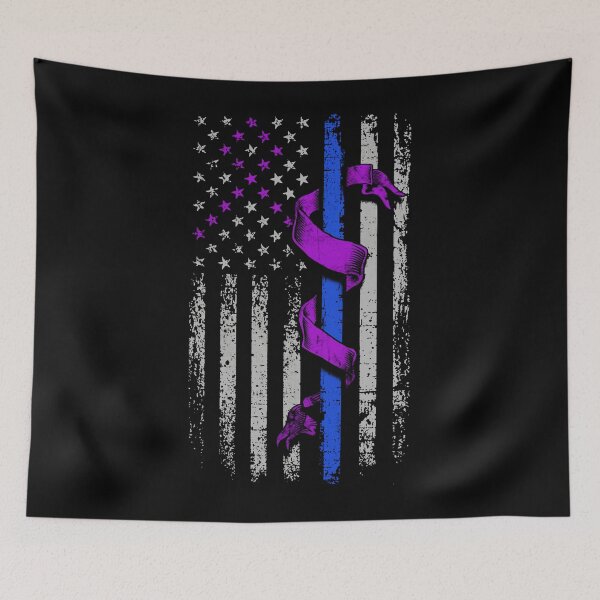 Item preview, Alzheimers Awareness Flag American Police Officer Alzheimers Awareness Peach Ribbon Warrior designed and sold by OtiliaNikolaus.
