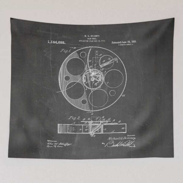 Item preview, Film Reel Patent - Classic Cinema Art - Black Chalkboard designed and sold by patentpress.