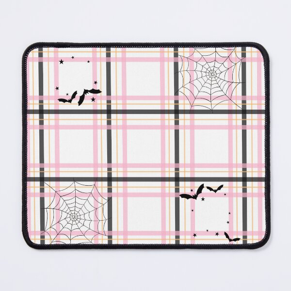 Item preview, Halloween Plaid Pink, Orange, Black with Bats and Spiderwebs - Pastel Halloween designed and sold by KConfetti.
