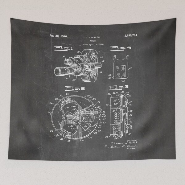 Item preview, Movie Camera Patent - Film Camera Art - Black Chalkboard designed and sold by patentpress.