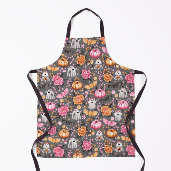 Item preview, Halloween Florals with Pumpkins, Bats and Ghosts on Grey - Pastel Halloween designed and sold by KConfetti.