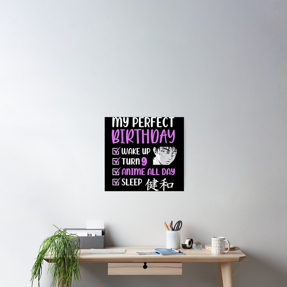 9-year-old-anime-birthday-party-9th-boy-girl-nine-poster-for-sale-by