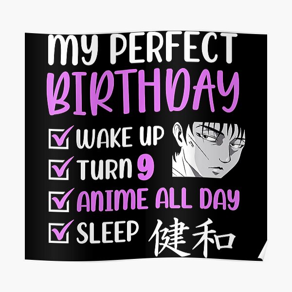 9-year-old-anime-birthday-party-9th-boy-girl-nine-poster-for-sale-by