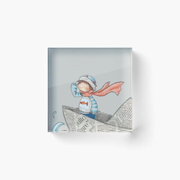 Item preview, Little Boy Sailing Nautical Paper Boat  designed and sold by ChristinasMess.