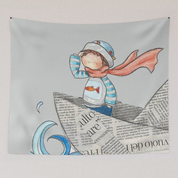 Item preview, Little Boy Sailing Nautical Paper Boat  designed and sold by ChristinasMess.
