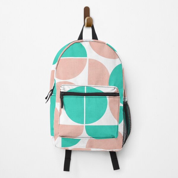 Item preview, Pink and turquoise pastel retro mid-century geometric shapes designed and sold by Preppy Aesthetic Designs.