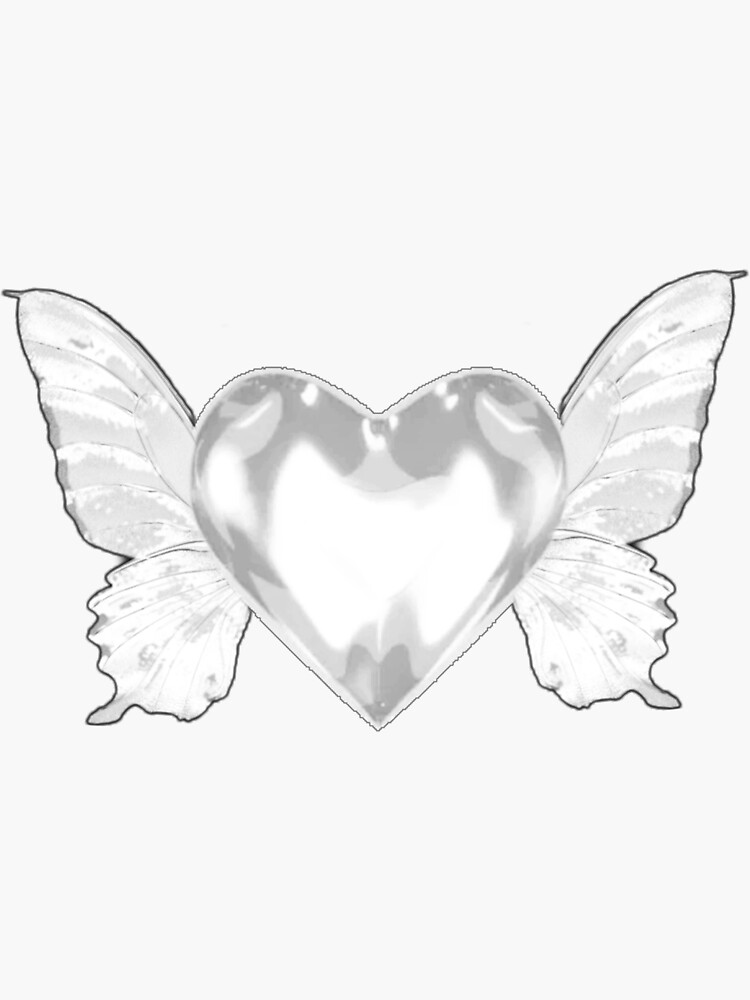 Winged Heart Stickers, Pink Flying Angel Heart With Wings Laptop