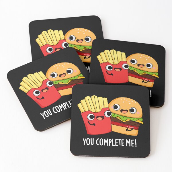 Item preview, You Complete Me Funny Burger Fries Puns (Dark BG) designed and sold by punnybone.