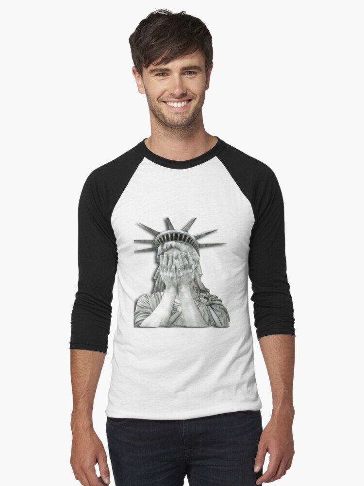 Thumbnail 1 von 3, Baseballshirt mit 3/4-Arm, Freiheitsstatue Tränen designt und verkauft von TheBlankVerse.