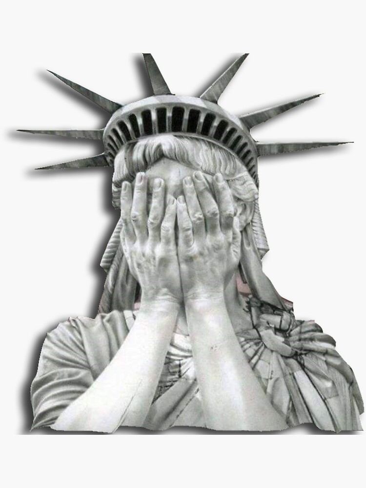 Imagen 3 de 3, Pegatina con la obra Estatua de la Libertad lágrimas, diseñada y vendida por TheBlankVerse.