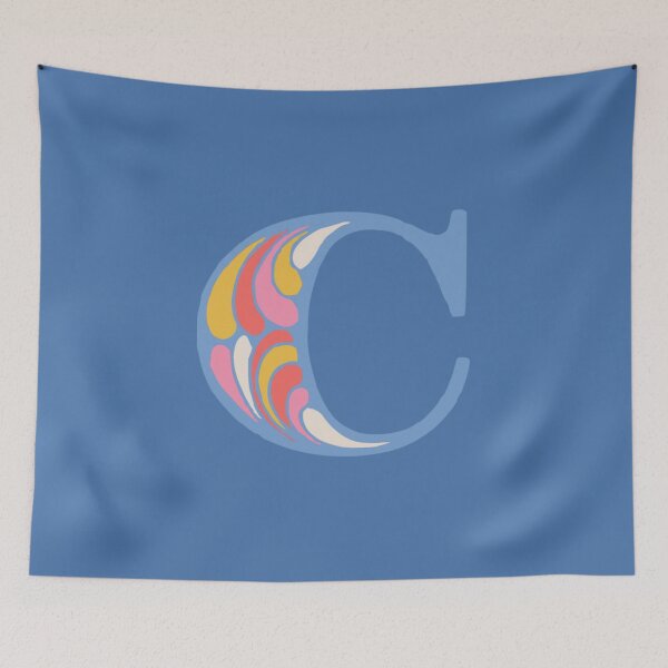 Item preview, Letter C Fancy Monogram Hippie Initial Blue designed and sold by everything4eva.