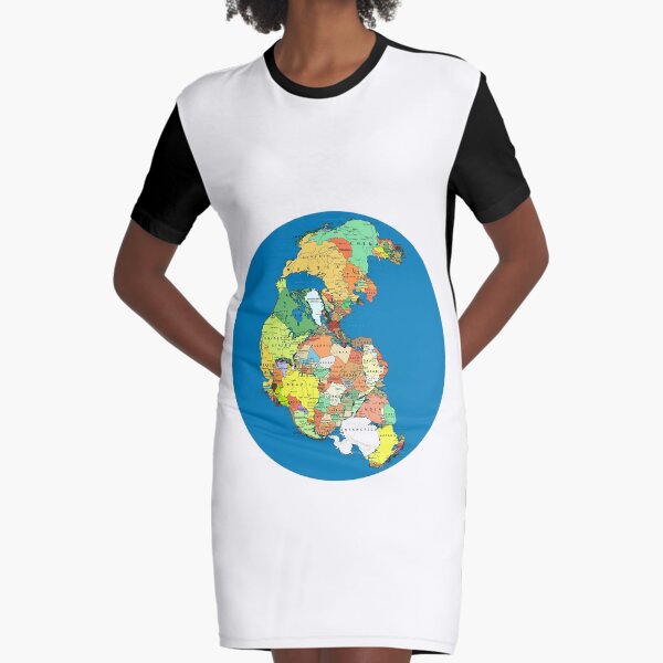 Pangea Political World Map Graphic T-Shirt Dress