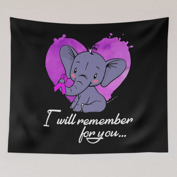 Item preview, Alzheimers Awareness I Will Remember For You Elephant Alzheimers Awareness Peach Ribbon Warrior designed and sold by OtiliaNikolaus.