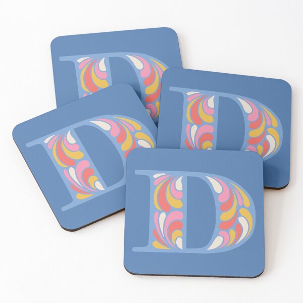 Item preview, Letter D Fancy Monogram Hippie Initial Blue designed and sold by everything4eva.