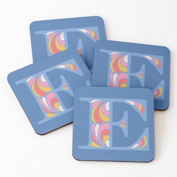 Item preview, Letter E Fancy Monogram Hippie Initial Blue designed and sold by everything4eva.