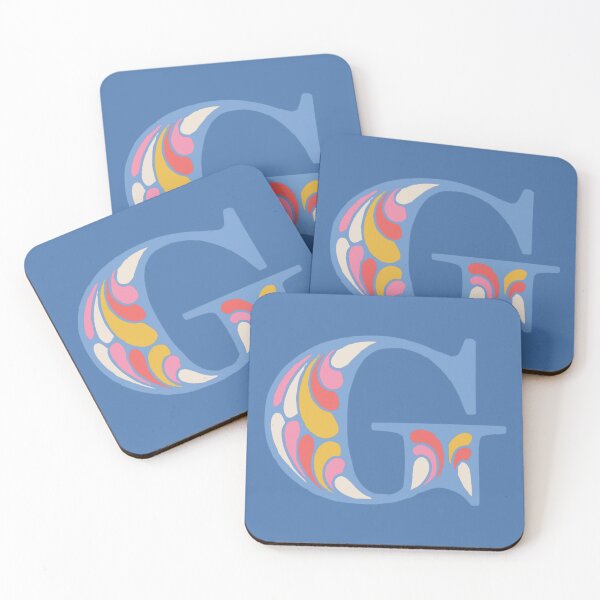 Item preview, Letter G Fancy Monogram Hippie Initial Blue designed and sold by everything4eva.