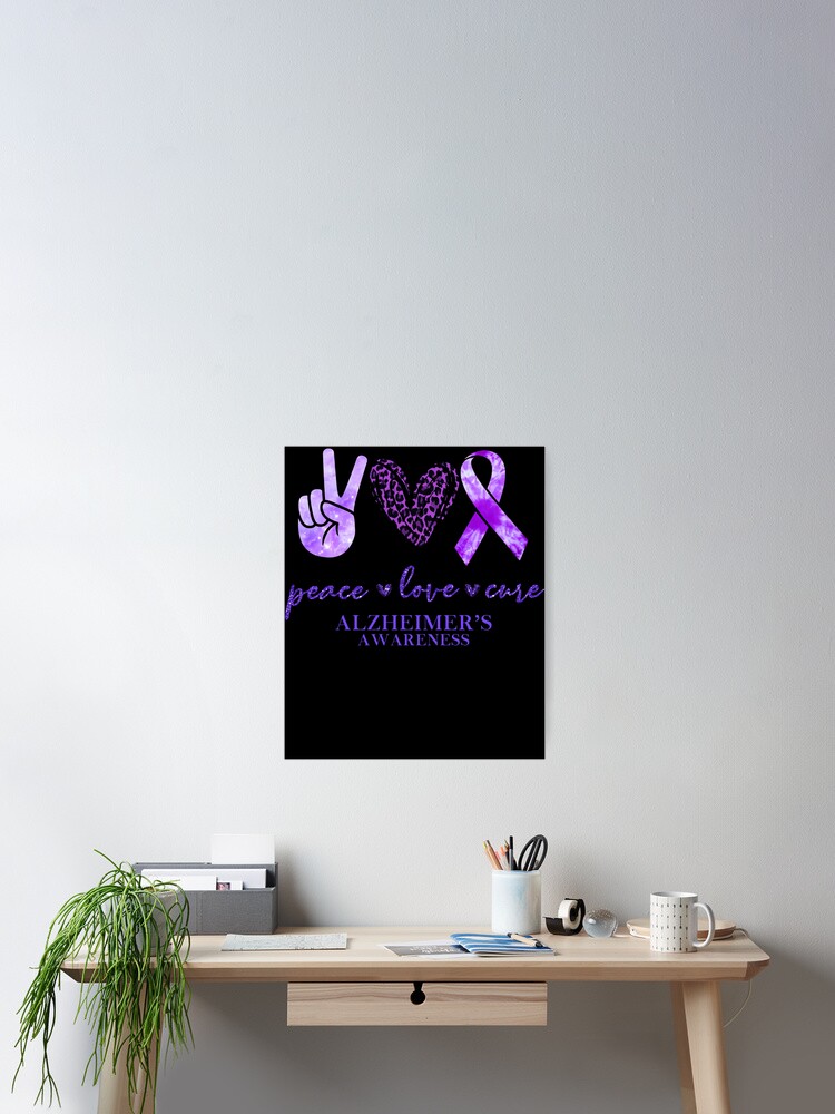 Peace Love Cure Purple Ribbon Alzheimer's Awareness Gift T-Shirt Peace Love Cure Purple Ribbon Alzheimer's Awareness Gift T-Shirt