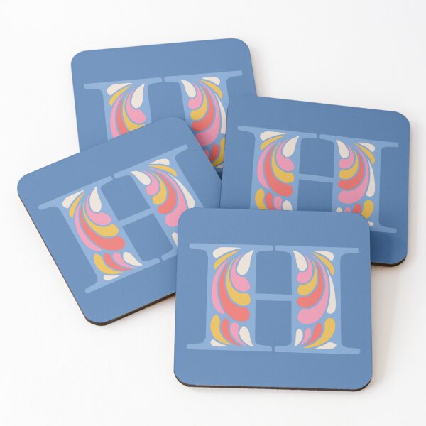 Item preview, Letter H Fancy Monogram Hippie Initial Blue designed and sold by everything4eva.