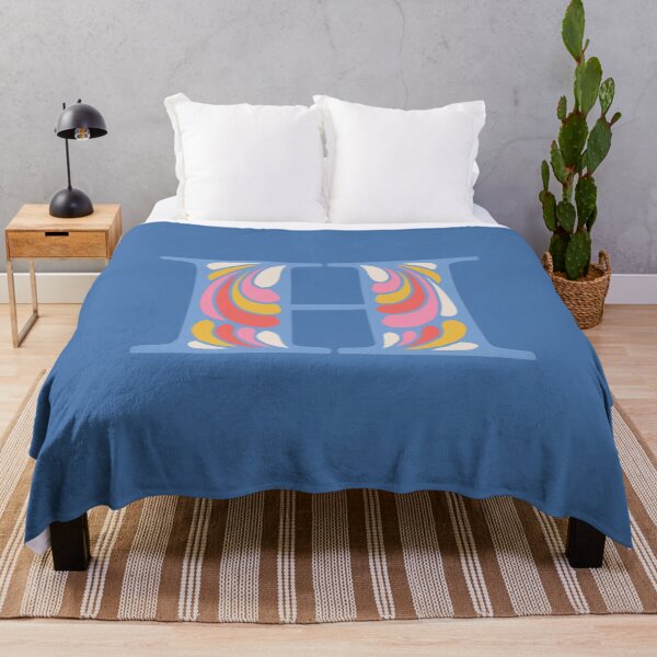 Item preview, Letter H Fancy Monogram Hippie Initial Blue designed and sold by everything4eva.