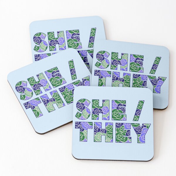 Item preview, SHE / THEY pronouns trans non-binary roses designed and sold by incurablehippie.