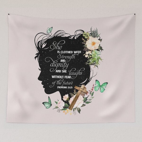 Item preview, She Is Clothed With Strength And Dignity Proverbs 31-25 designed and sold by leshiarivers.