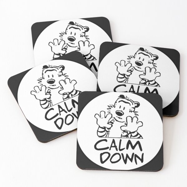 Item preview, CALVIN and HOBBES CALM DOWN White Circle Funny  designed and sold by angeladl55dora.