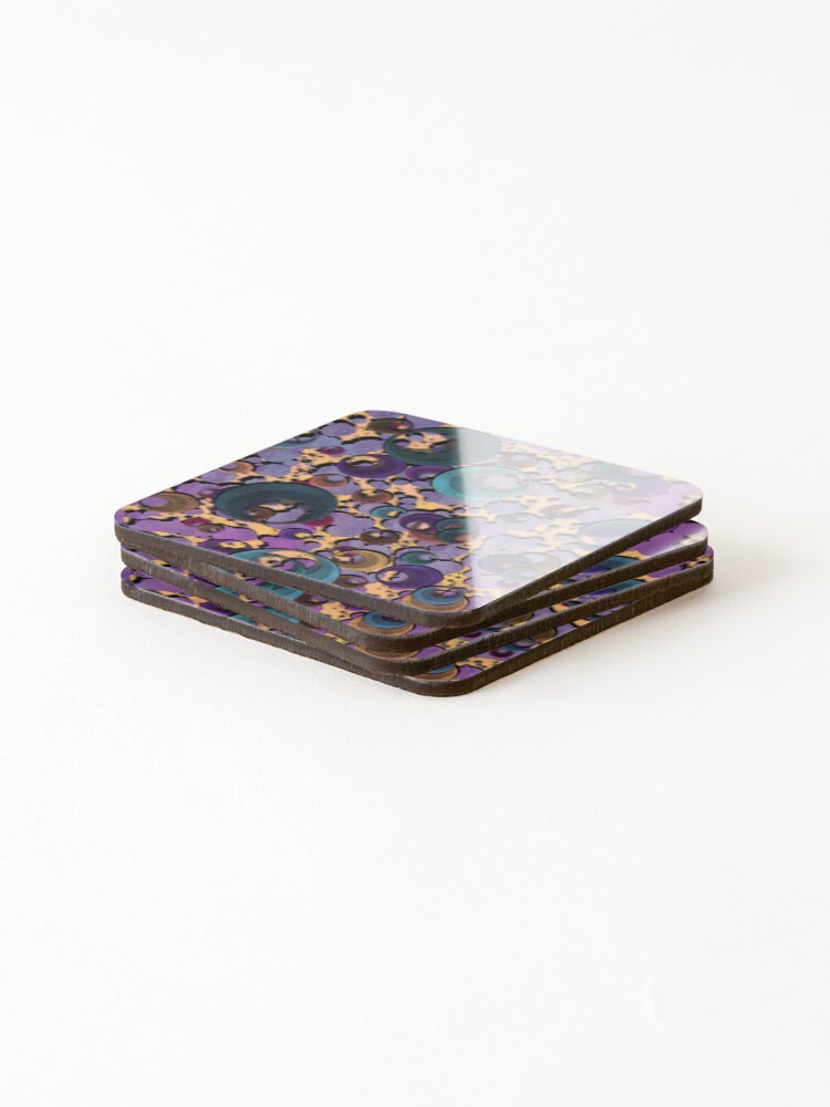 Thumbnail 4 of 5, Coasters (Set of 4), Colorful Circles Abstract Colorful Pattern designed and sold by icecaverns.
