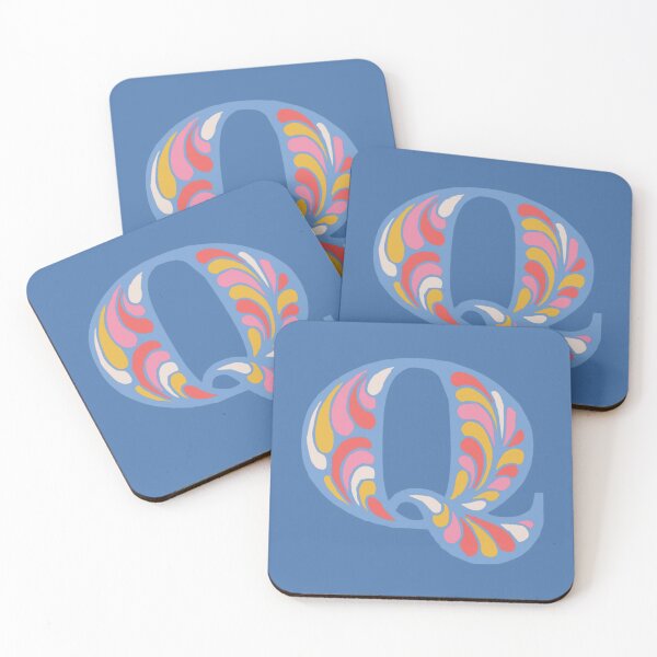 Item preview, Letter Q Fancy Monogram Hippie Initial Blue designed and sold by everything4eva.