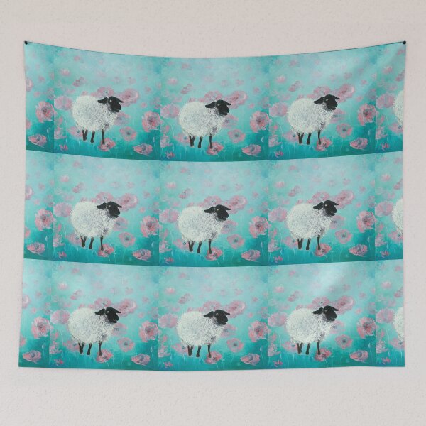 Item preview, Suffolk sheep in a garden of poppies designed and sold by MatsonArtDesign.