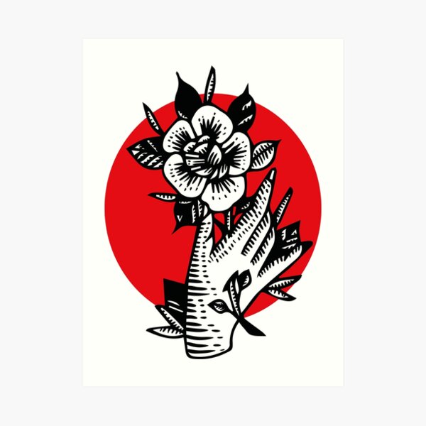 Rose - tattoo design Art Print