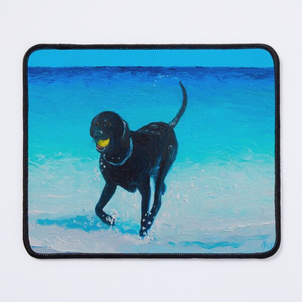 Item preview, Black Labrador Retriever - beach painting designed and sold by MatsonArtDesign.