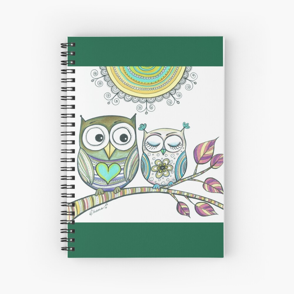 "Couple Owls Love Drawing, Owls illustration Animal Birds art" Spiral