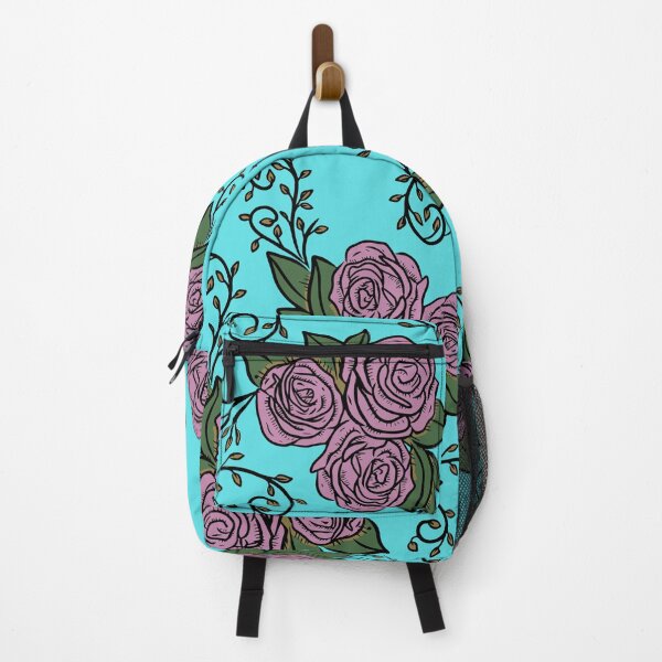 Item preview, Vintage Pink Rose Floral Pattern On Cyan designed and sold by GraphicsClub.