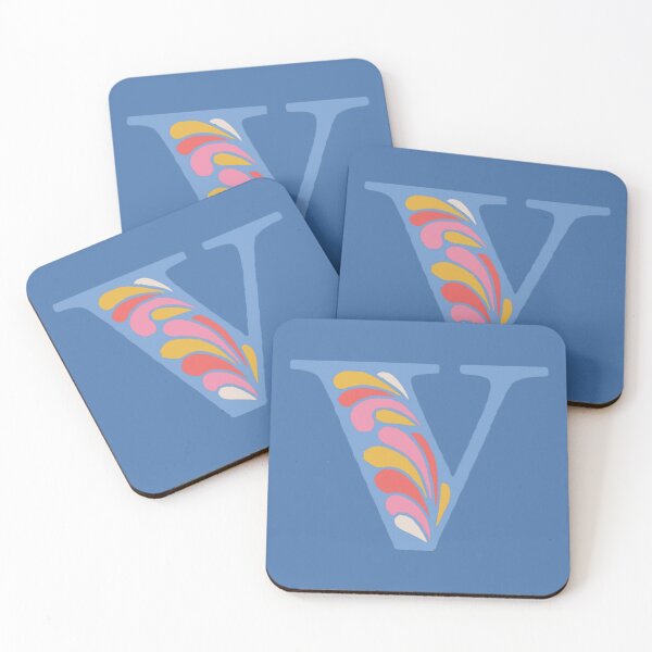 Item preview, Letter V Fancy Monogram Hippie Initial Blue designed and sold by everything4eva.
