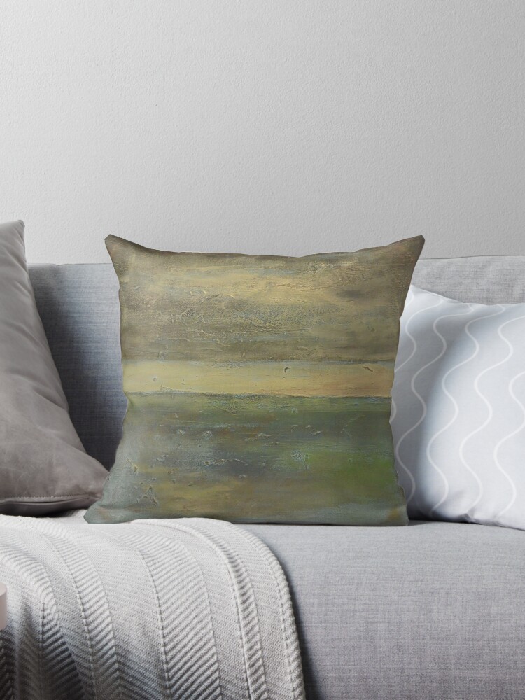 Dark Green Cream Green Brown Abstract Painting Landscape Acpainting Canvas Art New Beginnings By Veronica Vilsan 31 5 Throw Pillow By Veronica
