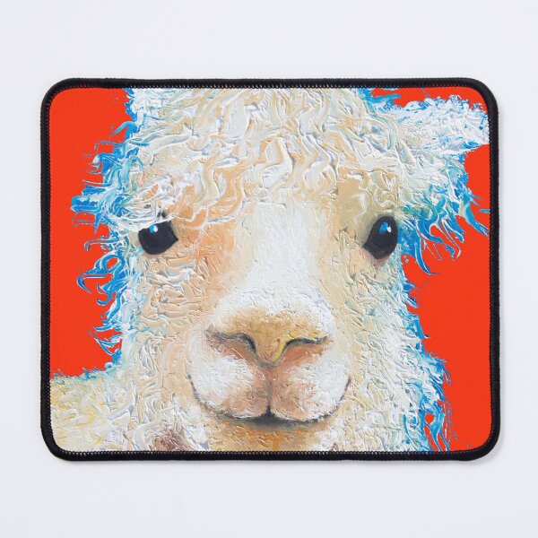Item preview, Alpaca painting on red background designed and sold by MatsonArtDesign.