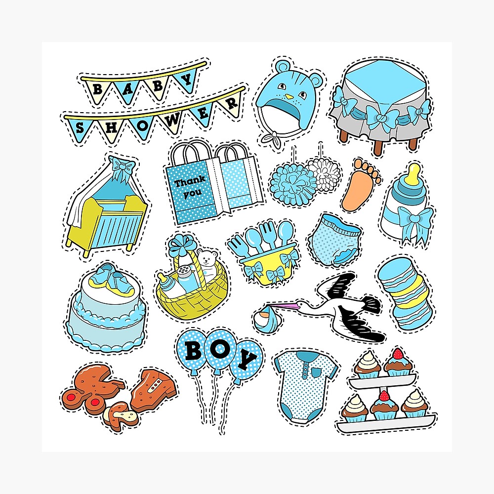 baby shower boy stickers