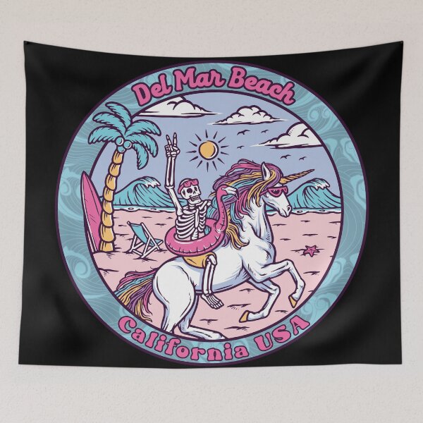 Item preview, Del Mar Beach Skeleton Unicorn designed and sold by LanikaiBeach.