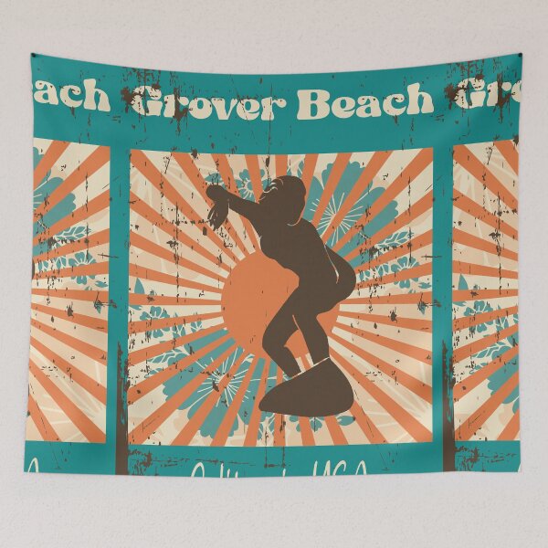 Item preview, Grover Beach Retro Surfer Girl designed and sold by LanikaiBeach.