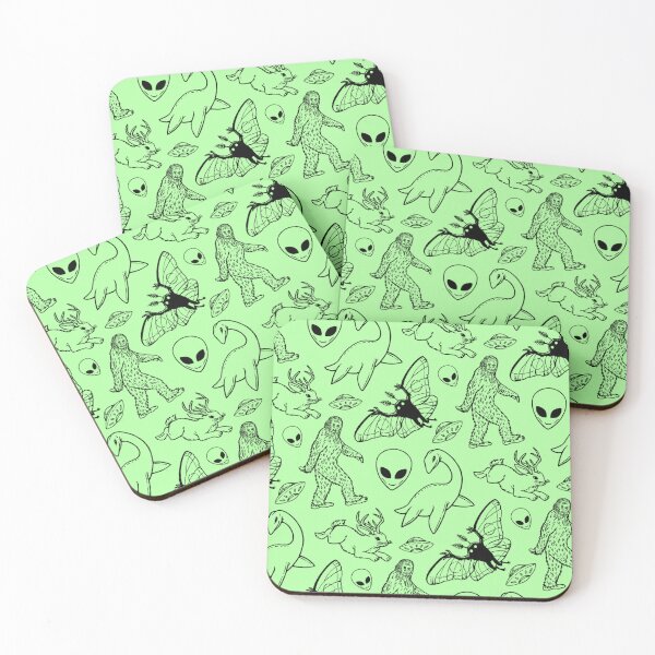 Item preview, Cryptid Pattern (Black Lines, Green Background) designed and sold by y2kid.
