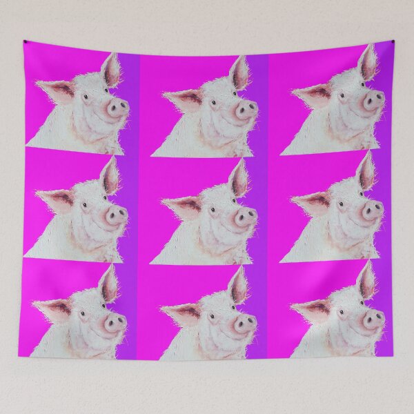Item preview, Pig painting on purple and pink designed and sold by MatsonArtDesign.